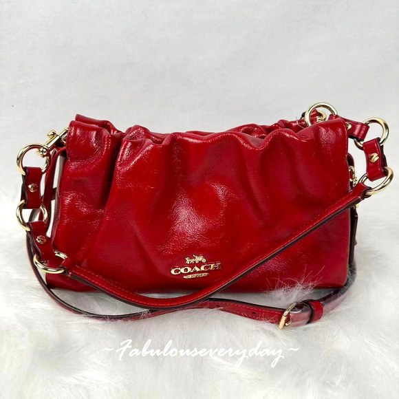 Coach Faye Shoulder/Crossbody Bag In Glazed Leather/Gold/Dark Cardinal CCE39 NWT - Picture 1 of 9